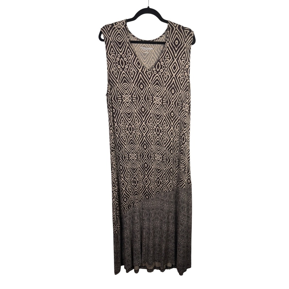 Soft Surroundings Tulum Sleeveless Maxi Dress Size XL Brown Black